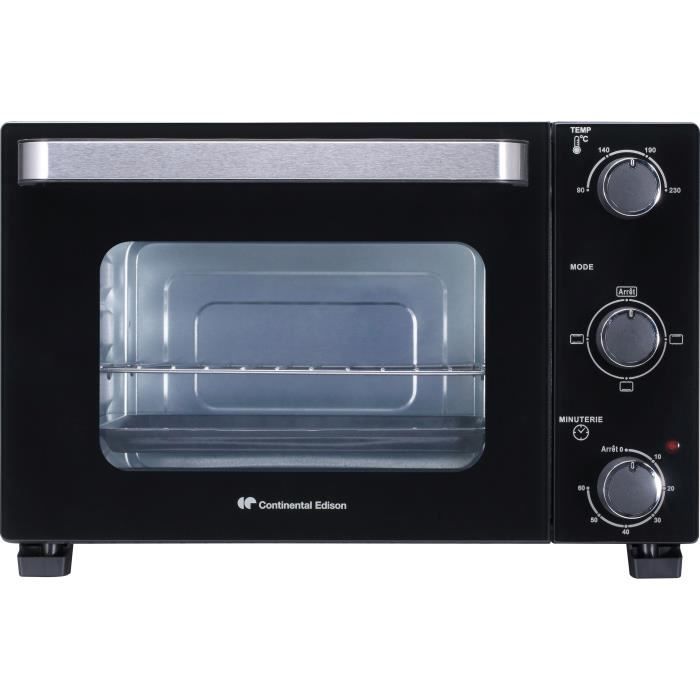 CONTINENTAL EDISON CEMF22B - Minifour électrique 22L noir - 1300W - Rotissoire Convection naturelle