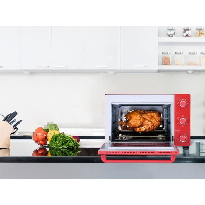 CONTINENTAL EDISON CEMF35R - Minifour électrique 35L rouge - 1500W - Rotissoire Convection naturelle