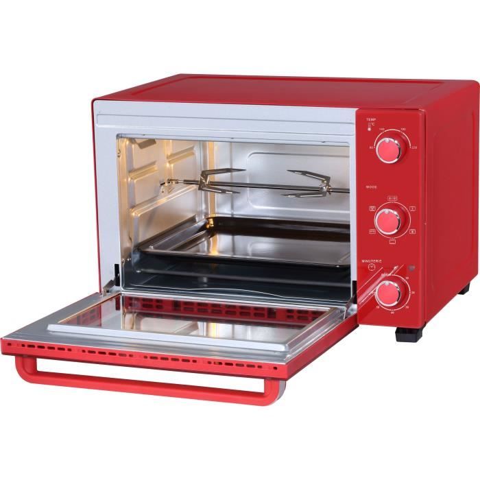 CONTINENTAL EDISON CEMF35R - Minifour électrique 35L rouge - 1500W - Rotissoire Convection naturelle