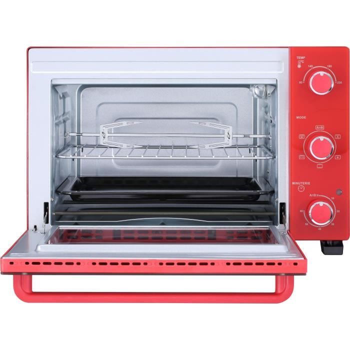 CONTINENTAL EDISON CEMF35R - Minifour électrique 35L rouge - 1500W - Rotissoire Convection naturelle