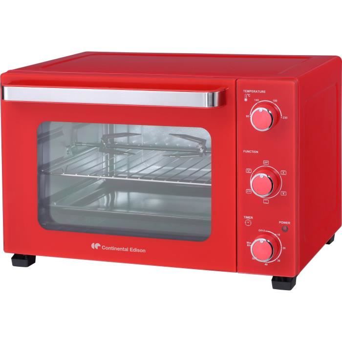 CONTINENTAL EDISON CEMF35R - Minifour électrique 35L rouge - 1500W - Rotissoire Convection naturelle