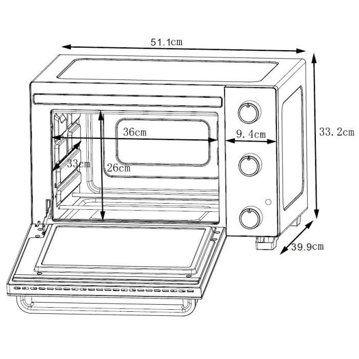 CONTINENTAL EDISON CEMF35R - Minifour électrique 35L rouge - 1500W - Rotissoire Convection naturelle