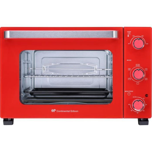 CONTINENTAL EDISON CEMF35R - Minifour électrique 35L rouge - 1500W - Rotissoire Convection naturelle