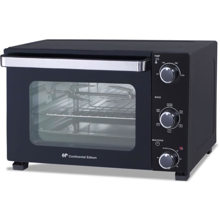 CONTINENTAL EDISON CEMF46B3 - Minifour électrique 46L noir - 1800W - Rotissoire Convection naturelle