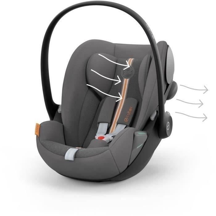 Coque Auto bébé Cloud G CYBEX i-Size - Inclinable - Tissu respirant - Homologation avion - Lava Grey