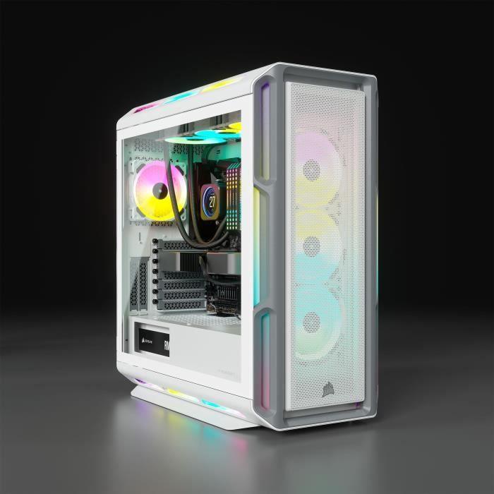 CORSAIR Boîtier PC iCUE 5000T RGB ATX moyen-tour - Blanc (CC-9011231-WW) - Paloma Tech