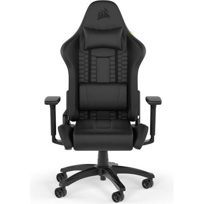 CORSAIR - Chaise bureau - Fauteuil Gaming - TC100 RELAXED - Similicuir - Ergonomique - Accoudoirs réglables - Noir