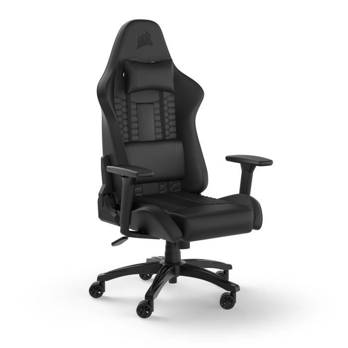 CORSAIR - Chaise bureau - Fauteuil Gaming - TC100 RELAXED - Similicuir - Ergonomique - Accoudoirs réglables - Noir