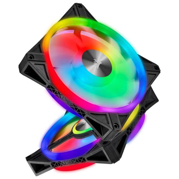 CORSAIR Lot de deux ventilateurs iCUE QL140 RGB - Diametre 140mm - Avec lighting Node Core (CO-9050100-WW) - Paloma Tech