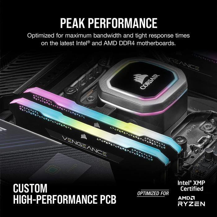 CORSAIR Mémoire PC DDR4 - VENGEANCE RGB PRO - 16Go (2x8Go) - 3600Mhz - CAS 18 - Black (CMH16GX4M2D3600C18) - Paloma Tech