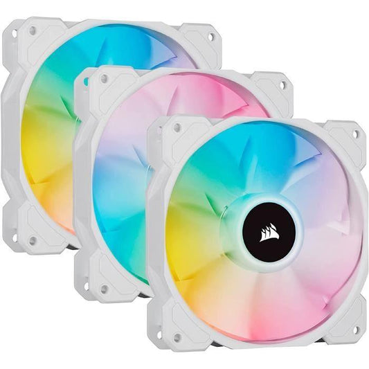 CORSAIR Ventilateur SP Series - White SP120 RGB ELITE - 120mm RGB LED Fan with AirGuide -Triple Pack Lighting Node (CO-9050137-WW) - Paloma Tech