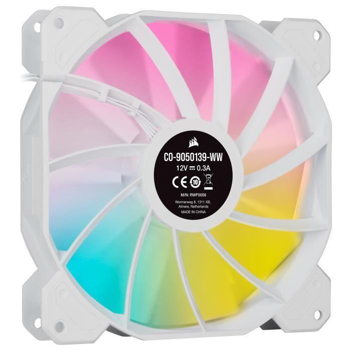 CORSAIR Ventilateur SP Series - White SP140 RGB ELITE - Diametre 140mm - LED RGB - Fan with AirGuide - Dual Pack (CO-9050139-WW) - Paloma Tech