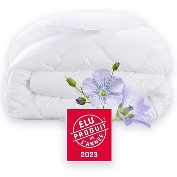 Couette 140x200 cm DODO CHAMPS DE LIN - Chaude - 450G/m² - Couette 1 personne -Douce et Chaude -Anti-acariens Antibactériens -Blanc - Paloma Tech