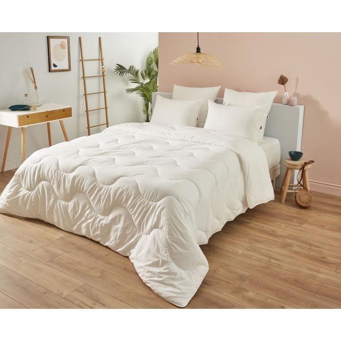 Couette 140x200 cm DODO CHAMPS DE LIN - Chaude - 450G/m² - Couette 1 personne -Douce et Chaude -Anti-acariens Antibactériens -Blanc - Paloma Tech