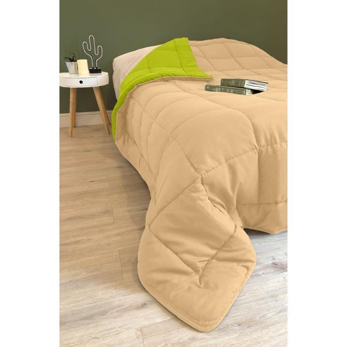 Couette Microfibre 400g/m² CALGARY Anis & Nude 140x200cm - Paloma Tech