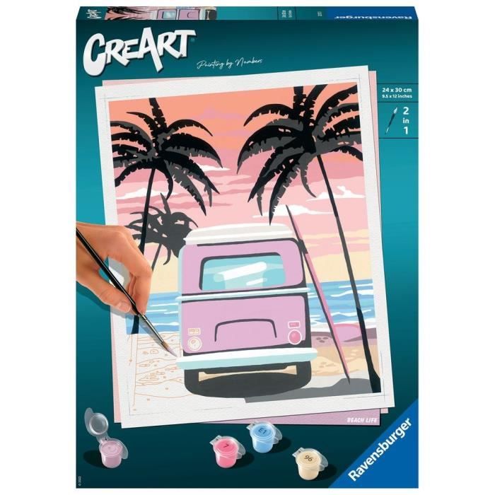 CreArt Beach Life 24x30 cm - Peinture par numéros Des 12 ans Ravensburger - 20131