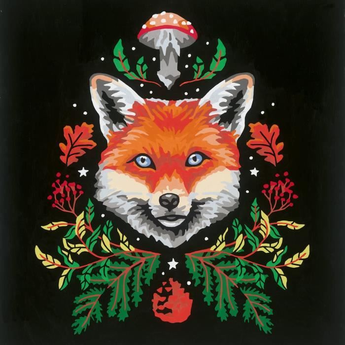 CreArt Fox / Renard 20x20 cm - format carré - Peinture par numéros Des 12 ans Ravensburger - 23511