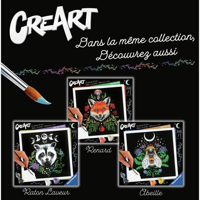 CreArt Fox / Renard 20x20 cm - format carré - Peinture par numéros Des 12 ans Ravensburger - 23511