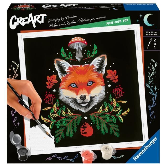 CreArt Fox / Renard 20x20 cm - format carré - Peinture par numéros Des 12 ans Ravensburger - 23511