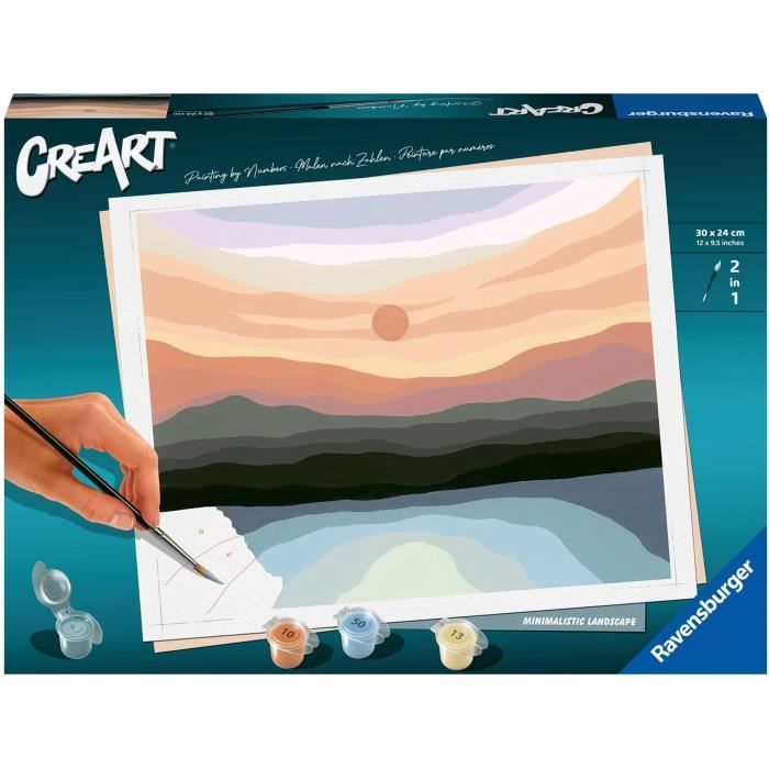 CreArt Minimalist Landscape 24x30 cm - Peinture par numéros Des 12 ans Ravensburger - 23515