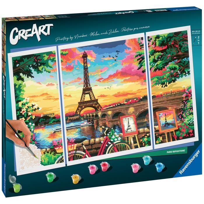 CreArt Paris format triptyque 80x50cm - Peinture par numéros Des 12 ans Ravensburger - 20134