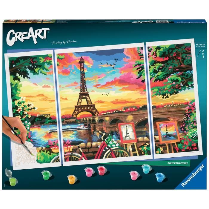 CreArt Paris format triptyque 80x50cm - Peinture par numéros Des 12 ans Ravensburger - 20134