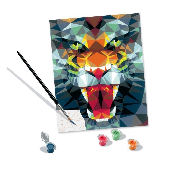 CreArt Tigre polygonal 24x30 cm - Peinture par numéros Des 12 ans Ravensburger - 23514