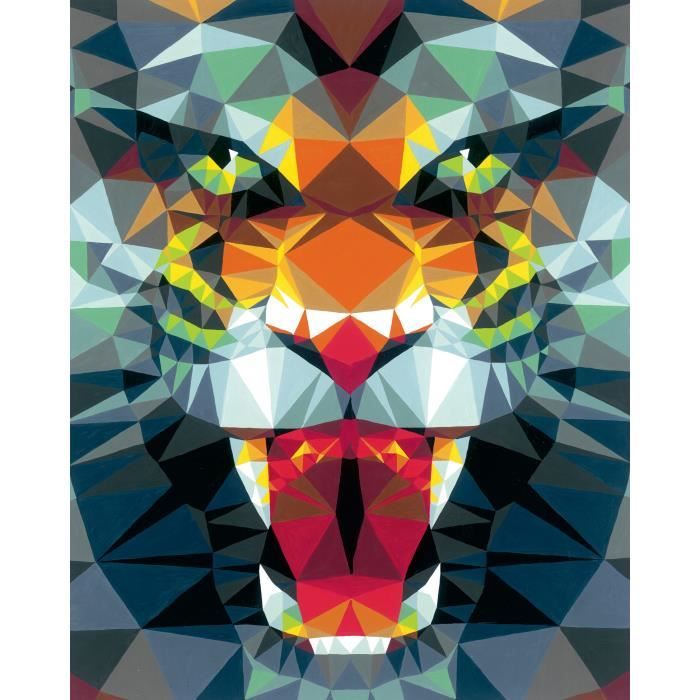 CreArt Tigre polygonal 24x30 cm - Peinture par numéros Des 12 ans Ravensburger - 23514