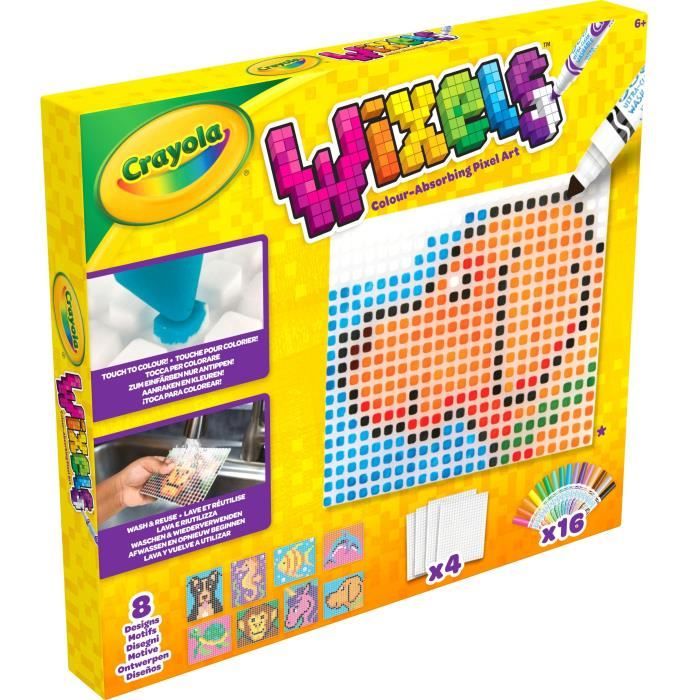 Créatif - CRAYOLA - Wixels Coffret Animaux - Art en pixels coloré et lavable! Des 6 ans