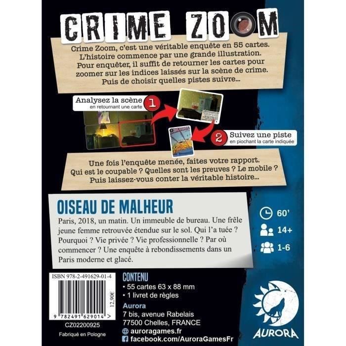 Crime Zoom: Oiseau de Malheur - Asmodee - Jeu d’enquete - Des 14 ans - 30 minutes a 1h