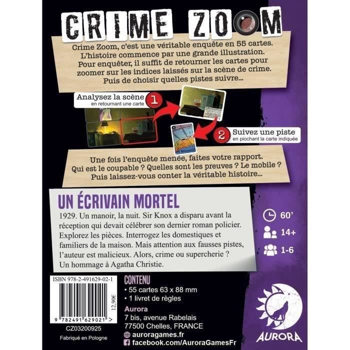 Crime Zoom Un Écrivain Mortel - Asmodee - Jeu d’enquete - Des 14 ans - 30 minutes a 1h