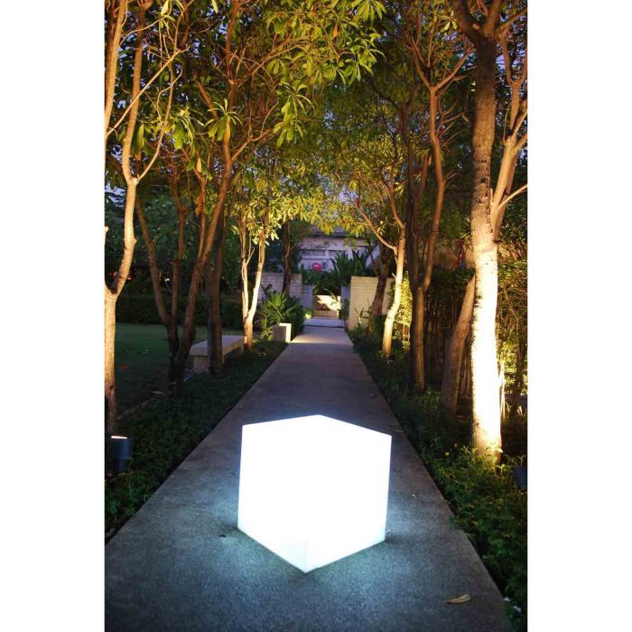 Cube lumineux tabouret filaire pour extérieur LED - LUMISKY - Carry W40 - Blanc - 10W - Hauteur 40cm - Paloma Tech