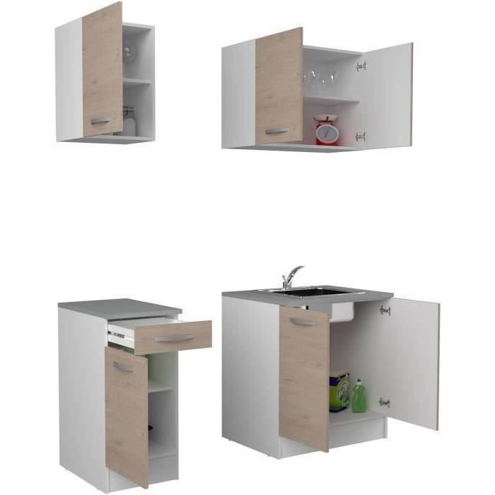 Cuisine complete OSLO - L 180cm - Chene - Plan de travail inclus