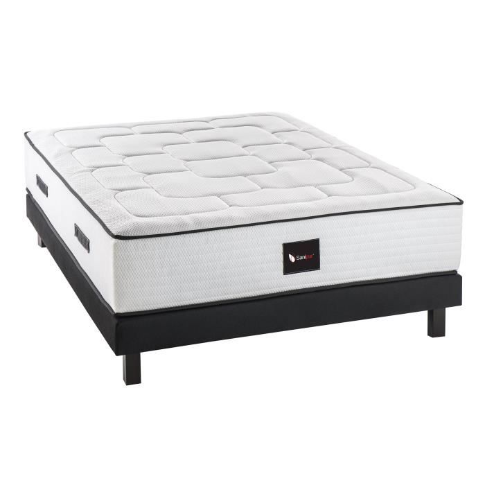 DEKO DREAM Ensemble matelas + sommier bois massif 160 x 200 - 700 ressorts ensachés - Medium - HOTEL SANIPUR