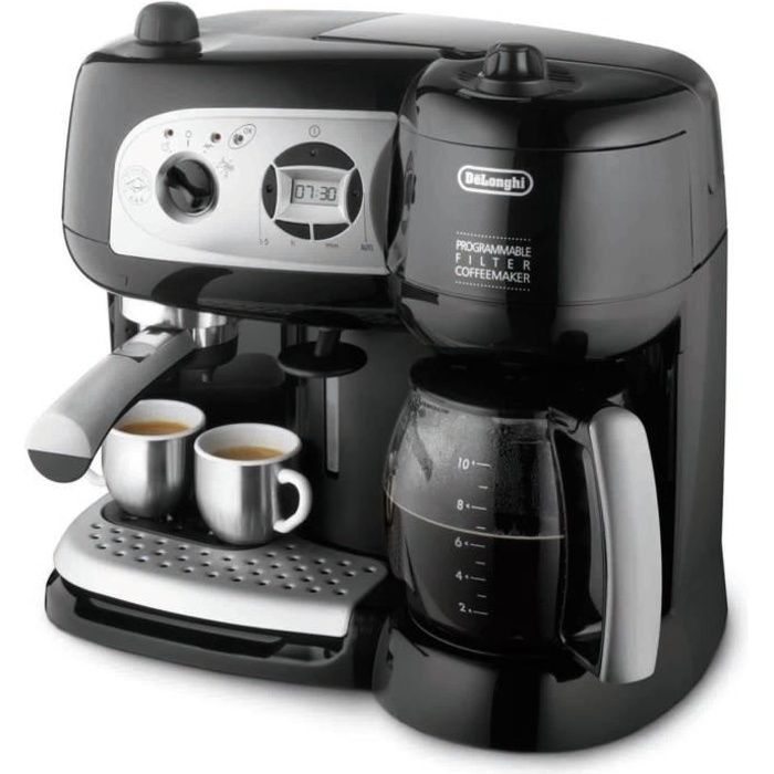 DELONGHI BCO 264.1 - Combiné expresso cafetiere - Noir - Café moulu ou dosettes ESE - Pompe 15 bars - 1750W