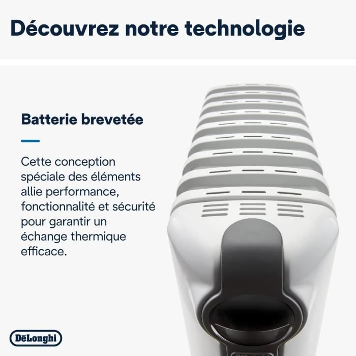 DELONGHI TRRS0920 2000 watts Radiateur bain d’huile - 3 niveaux de puissance - Comfortemp - Real Energy ( + 35 %