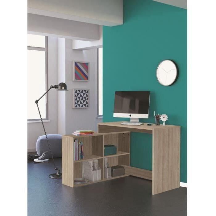 DEMEYERE Bureau d'angle contemporain décor chene Shannon - L 112 cm - NAGANO - Paloma Tech