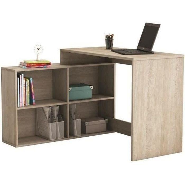 DEMEYERE Bureau d'angle contemporain décor chene Shannon - L 112 cm - NAGANO - Paloma Tech