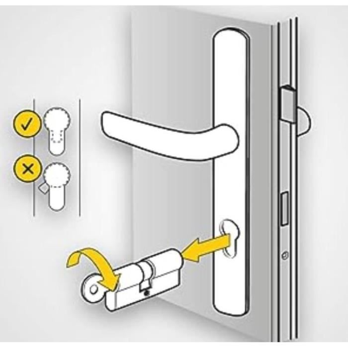 Demi-Cylindre de Serrure - YALE - YC1000 + - 30x10 mm - 6 Goupilles - 4 Clés réversibles - Nickelé