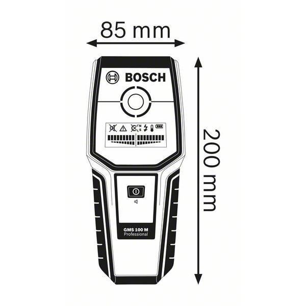 Détecteur Bosch Professional GMS 100 M (Profondeur de détection maxi. 100 mm) avec une pile 9 V (6LR61) et dragonne