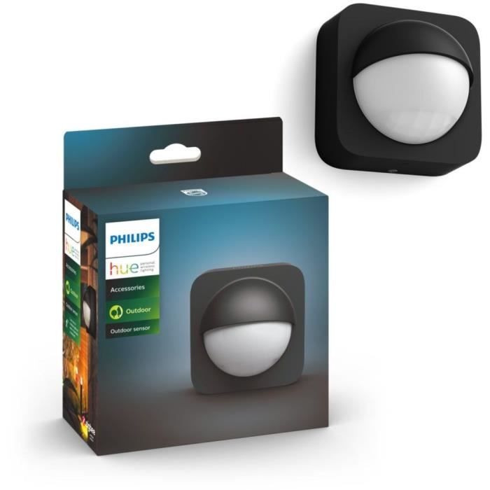 Détecteur de mouvement extérieur Philips Hue - PHILIPS - Outdoor Sensor - Noir - Alexa - Angle de détection 160°