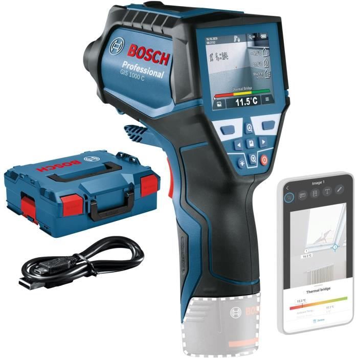 Détecteur thermique Bosch Professional GIS 1000 C Bluetooth - avec LED (sans batterie ni chargeur) - 0601083308