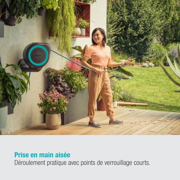 Dévidoir automatique mural RollUp S GARDENA - Longueur 15m - Ø11mm - Kit complet - Garantie 5 ans - Paloma Tech