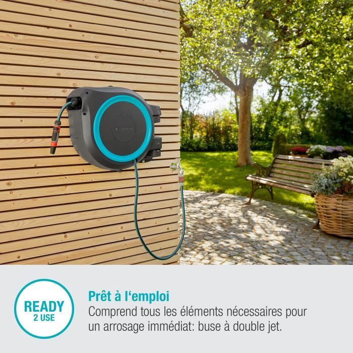 Dévidoir automatique mural RollUp XL GARDENA - Longueur 35m - Ø13mm - Kit complet - Garantie 5 ans - Paloma Tech