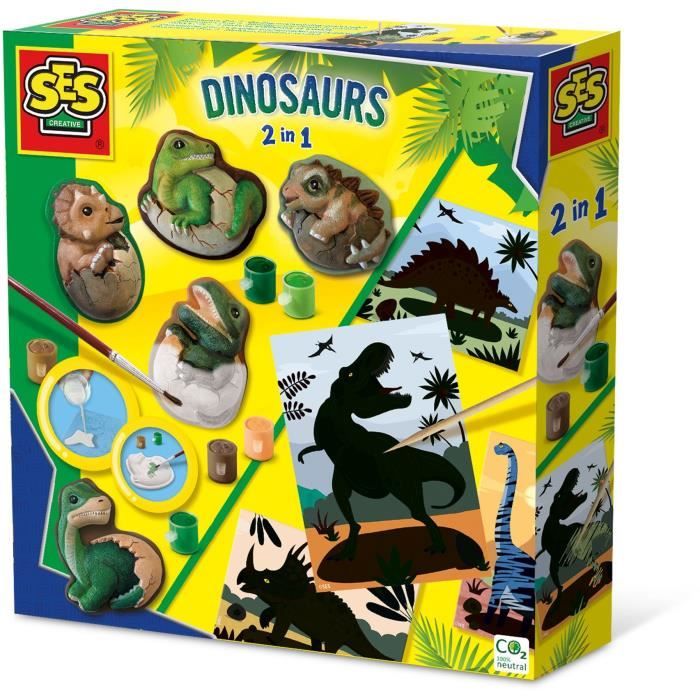 Dinosaures 2 en 1 - Moulage et peinture et scratch - Loisirs créatifs - SES CREATIVE - Mouler peindre et scratcher