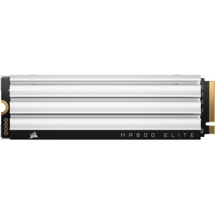 Disque SSD interne - CORSAIR - MP600 ELITE 1TB Gen4 PCIe x4 NVMe M.2 SSD optimisé pour PS5 avec dissipateur LP - Blanc - Paloma Tech