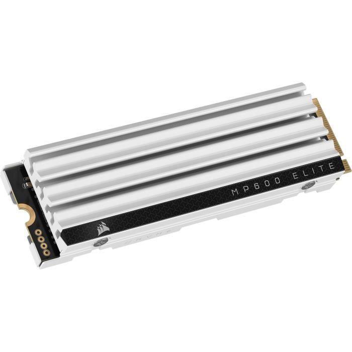 Disque SSD interne - CORSAIR - MP600 ELITE 1TB Gen4 PCIe x4 NVMe M.2 SSD optimisé pour PS5 avec dissipateur LP - Blanc - Paloma Tech