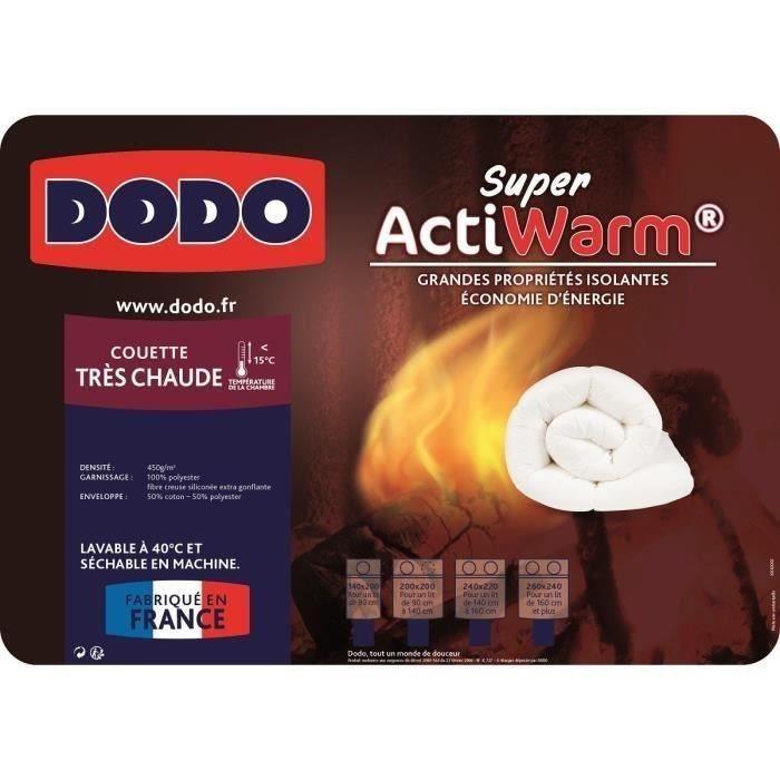 DODO Couette tres chaude 450g/m² SUPER ACTIWARM 200x200 cm blanc - Paloma Tech