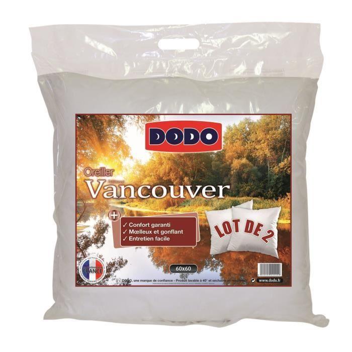 DODO Lot de 2 Oreillers VANCOUVER 60x60cm - Paloma Tech