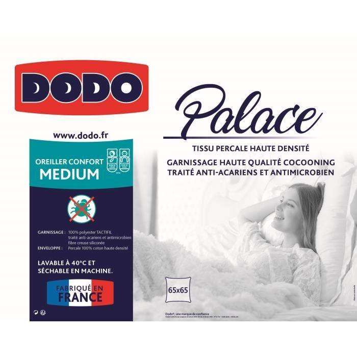 DODO Oreiller Percale Anti-Acariens PALACE - 65 x 65 cm - Paloma Tech